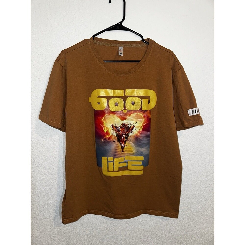 Men’s T Shirt FIFTH LOOP Good Life Graphic Tee Size XL Brown Short Sleeve